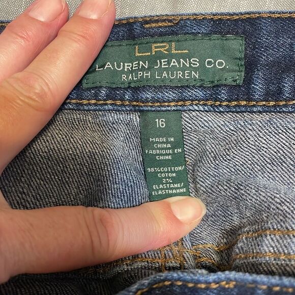 LRL Lauren Jeans, Straight cut, Stretchy, dark blue, 16 - Picture 7 of 8